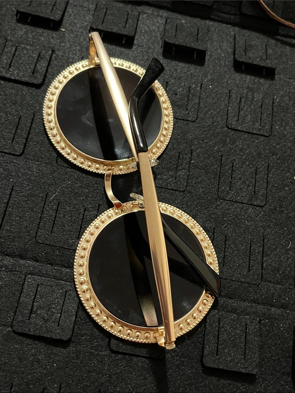Round Gold Crystal-Embellished Sunglasses for Women